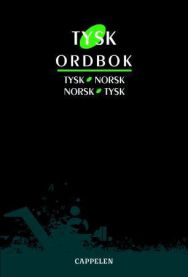 Tysk ordbok fra Cappelen med tysk-norsk og norsk-tysk oversettelser, åpen side som viser ord og definisjoner