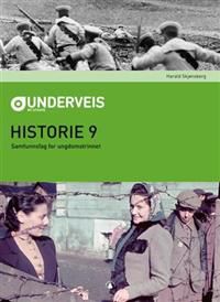 Bokomslag for Underveis Historie 9 skolebok fra Gyldendal, med tittelen og illustrasjon på forsiden