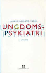 Ungdomspsykiatri bok fra Universitetsforlaget, viser en åpen bok med tekst og illustrasjoner om psykologi for unge.