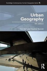 Bokomslag for Urban Geography (Pocket) av Taylor & Francis, viser bylandskap med bygninger og gatebilder.