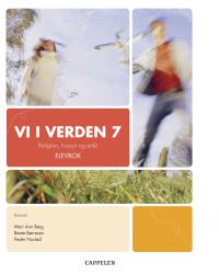 Bilde av boka Vi i verden 7 fra Cappelen, barneskole, om kristendoms-, religion- og livssynskunnskap.