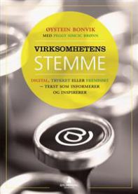 Digital eller trykt tekst fra Gyldendal om virksomhetens stemme innen språk og lingvistikk, viser informasjonsmateriale.