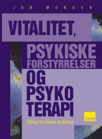 Bokomslag for "Vitalitet, psykiske forstyrrelser og psykoterapi" av Tano Aschehoug, viser en psykologibok med vitenskapelige diagrammer.