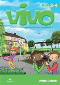 Bilde av Vivo RLE 3-4 barneskolebok fra Gyldendal, viser omslag og side med tekst og illustrasjoner.