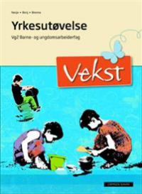 Bilde av lærebok for yrkesutøvelse VG2 barne- og ungdomsarbeiderfag fra Cappelen Damm, viser en åpen bok med tekst og illustrasjoner.