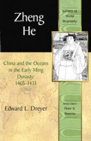 Bilde av historieboken «Zheng He (Pocket)» av Addison-Wesley, som viser et kart av Ming-dynastiets sjøfart 1405–1433.